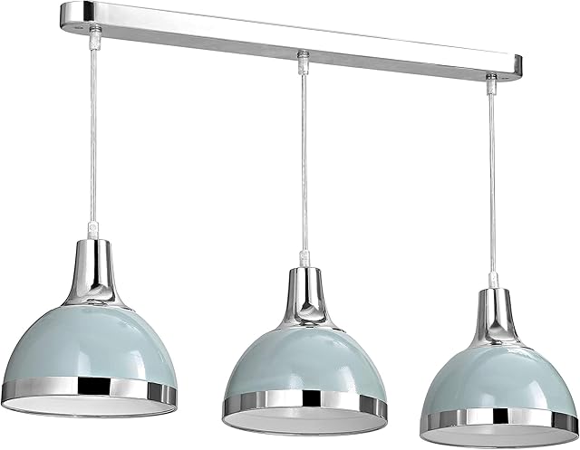 Premier Housewares E27 Edison Screw 40 W Vermont 3-Light Ceiling Pendant - Shutter Blue