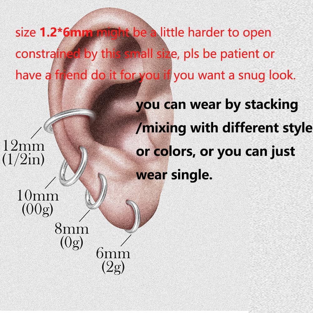 Casvort 10 PCS 16G Seamless Septum Nose Piercing Rings Segment Tragus Hoop Rings 316 Stainless Steel Helix Ring Stack Clickers Ear Plugs Hangers Women Body Jewelry - Image 5