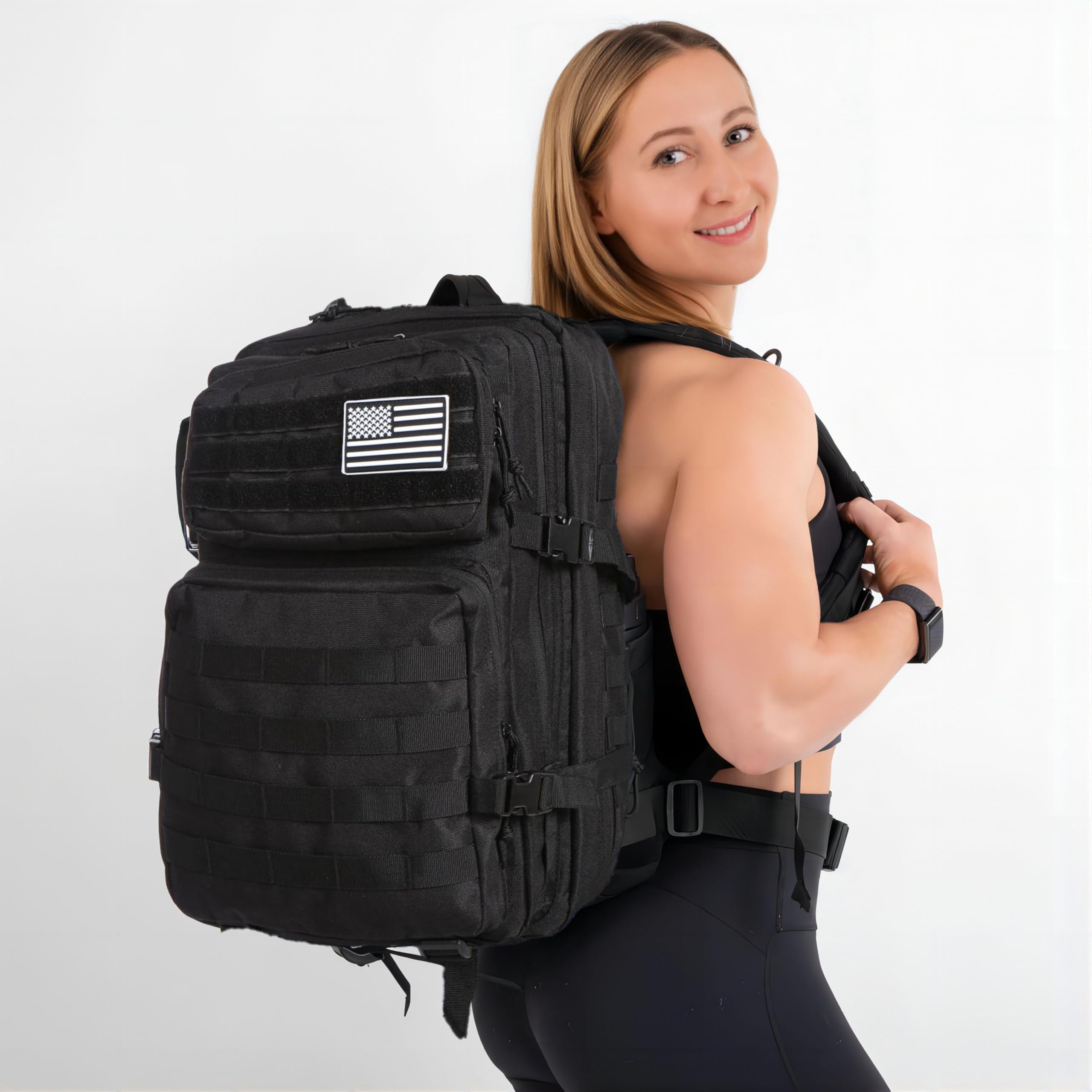 Mochila De Pesca De 50 Litros Impermeable De Nailon Duradera,Mochila Deportiva Táctica Militar Al Aire Libre Mochilas De Senderismo Casual (Negro)
