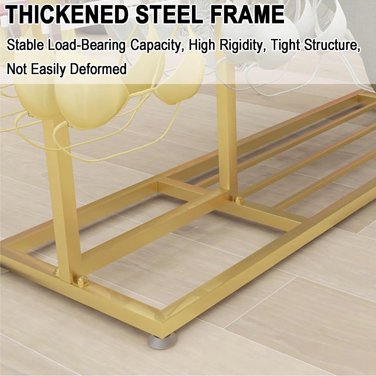 Commercial Lingerie Display Stand, Adjustable Height Metal Clothes Rack, Multi Tier Double Rail Sturdy Garment Organizer for Retail Store Boutique(Yellow)