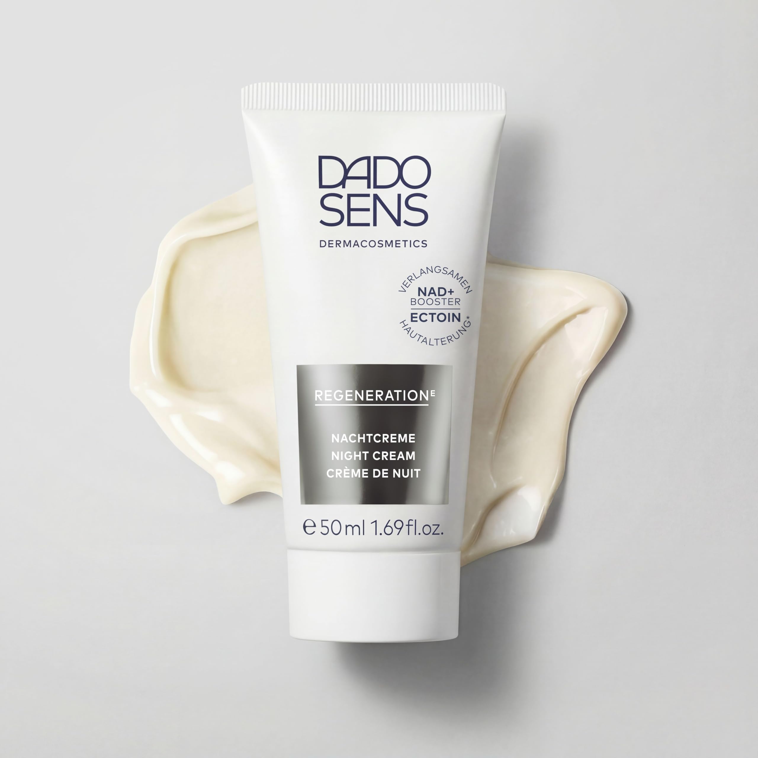 DADO SENS REGENERATION E Nachtcreme 50 ml, Mit NAD+ Booster & Ectoin | Feuchtigkeitsspendende Nachtpflege, Mildert Falten, Anti-Aging Nachtcreme, Regenerierend & Straffend, Fördert Zellenergie