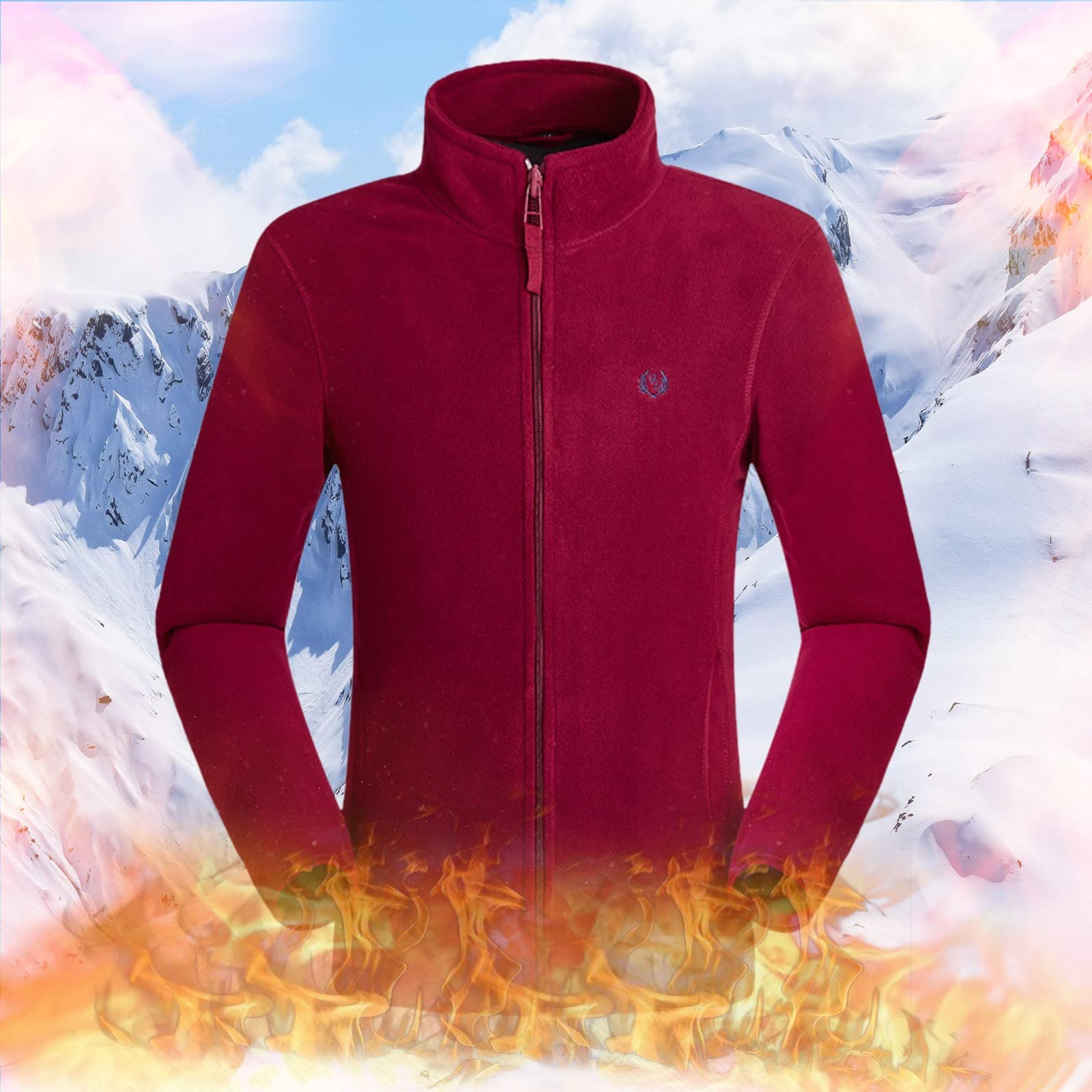 Polaire Homme Veste Sweatshirt Chaude Manches Longues Hiver Zippé Blouson Fleece Gilet avec Poches De Randonnée Jacket