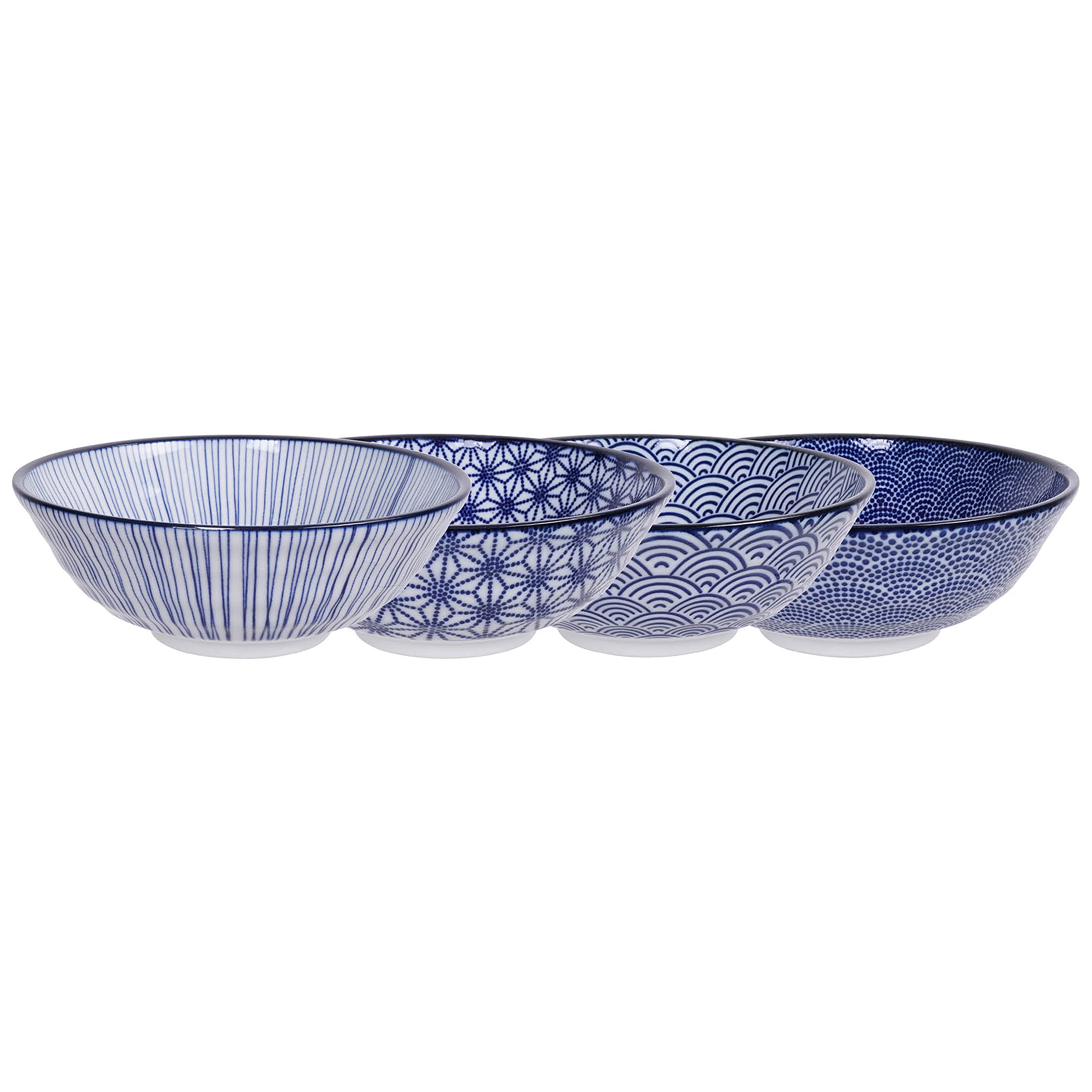 Nippon Blue Assorted Designs Lot de 4 bols pour ramen 21 x 7,8 cm 1000 ml