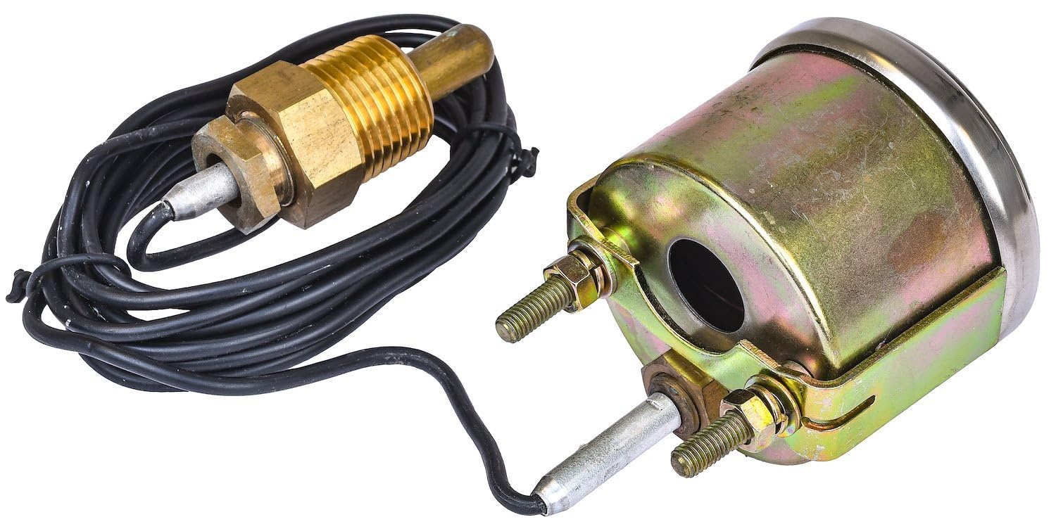 JEGS Water Temperature Gauge | 2-1/16� Diameter | Mechanical | 120-280 Degrees Fahrenheit Display | Black Face | Includes 1/2" NPT Adapter Fitting and 6 Foot Capillary Tube