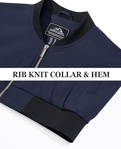 Vista 5 de MAGCOMSEN Chaqueta bomber para hombre, ligera, casual, con cremallera, rompevientos, primavera, otoño, abrigo de golf con bolsillos