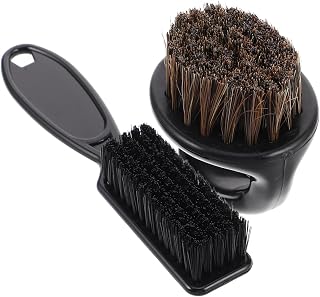 Men's Beard Barber Brush Set for Neck, Scalp, Mustache Grooming | Black Plastic, Removes Hair Clippings and Oil Residues, Gentle Grooming for Sensitive Skin