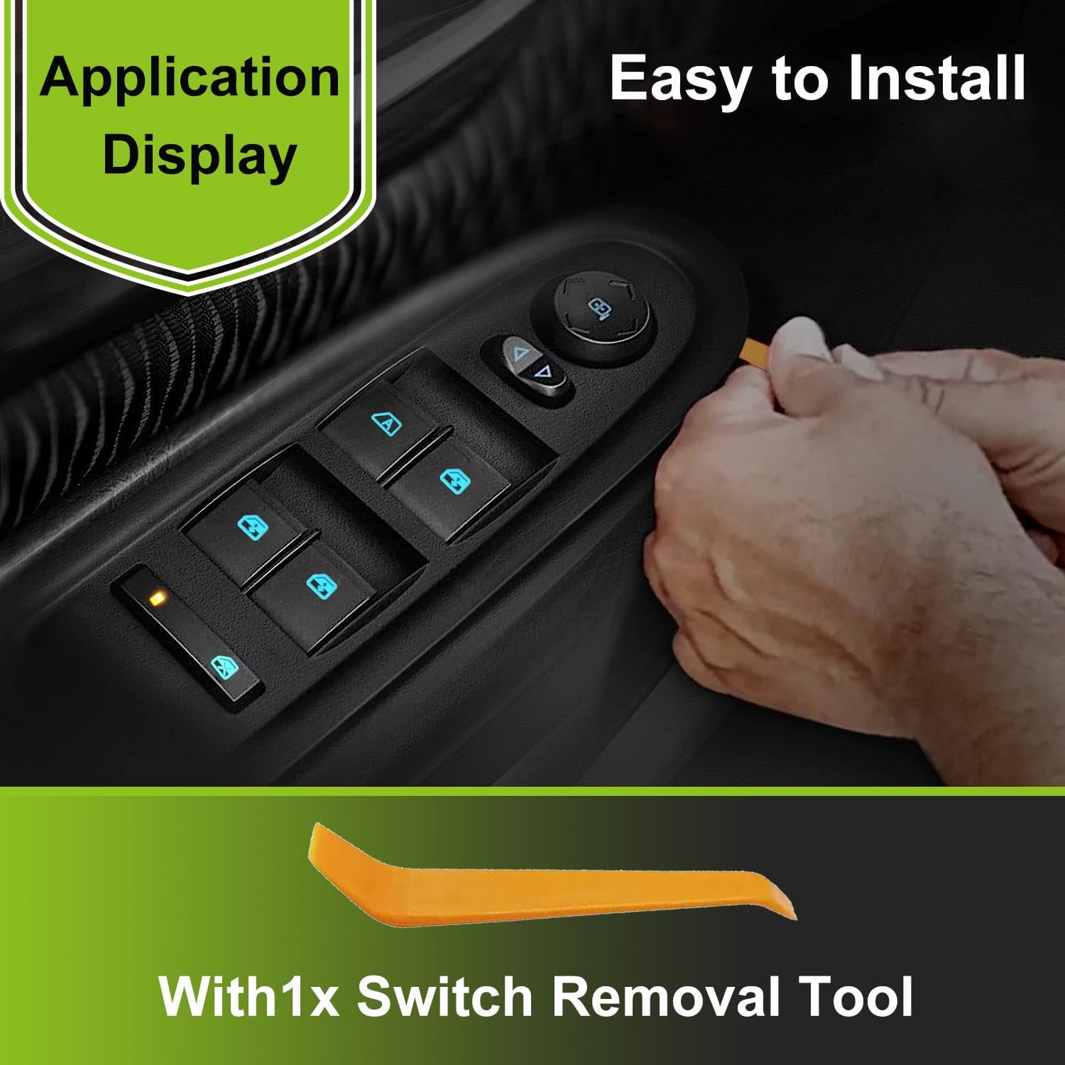 20945129 Front Left Driver Side Master Window Switch & 3Pcs Passenger Window Switch Compatible with 2007-2013 Chevy Silverado 1500/2500 HD/3500 HD/GMC Sierra/Yukon/Buick,for 08-11 Chevy HHR Blue Light