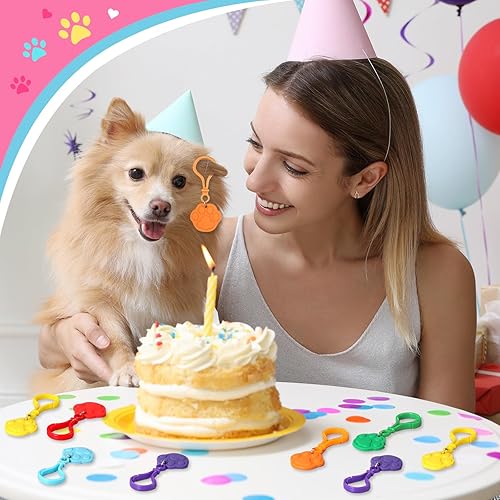 Miniatura 4 de Jadive 48 piezas de suministros de fiesta de cachorros con estampado de patas, llaveros de cumpleaños para niños, lindo adorno de pata de perro,
