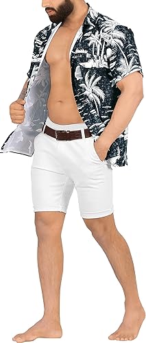 Miniatura 2 de LA LEELA Mens Hawaiian Shirts Short Sleeve Button Down Shirt Men's Hawaii Shirts Boho Holiday Summer Beach Shirts for Men