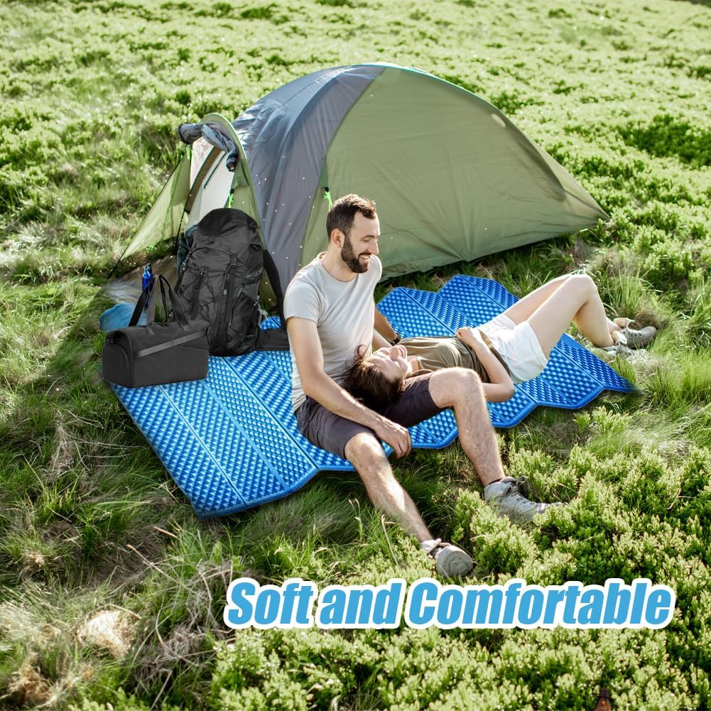 Matelas de Camping Pliable en Mousse IXPE avec Revêtement Aluminium Tapis de Sol Isolant Thermique 185x55cm pour Randonnée Trekking et Bivouac Ultra-léger et Imperméable
