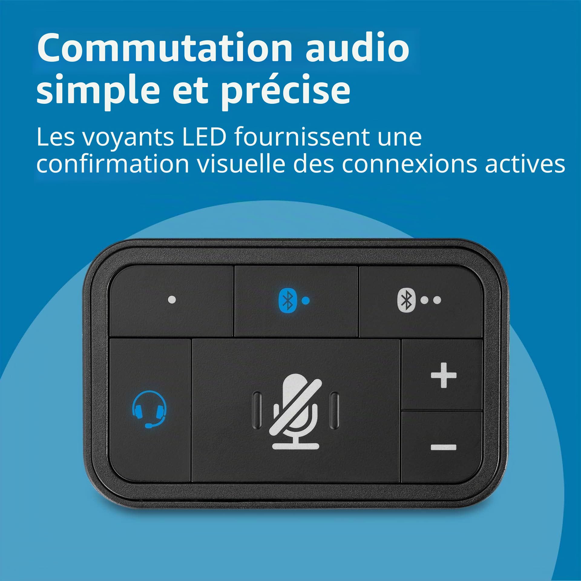 Kensington - Switch Audio USB 3-en-1, Commutateur Universel pour Casque Audio, Idéal pour Gérer des Appels & le Télétravail, Compatible avec Windows & Mac (K83300WW)