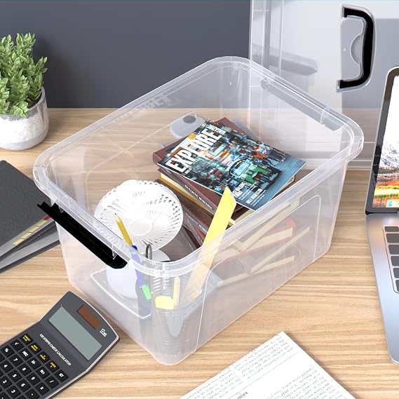 Clear Storage Bins with Lids, 10.5-Quart, 4-Pack