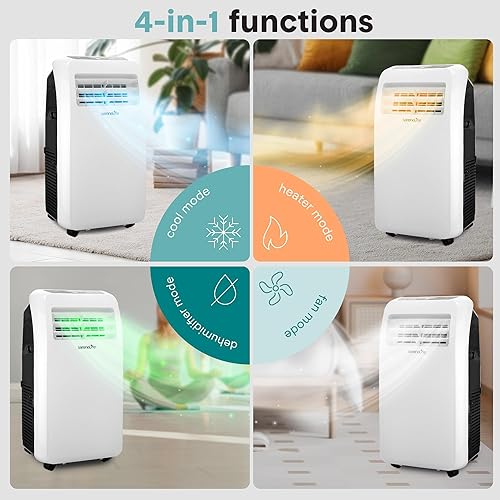 Miniatura 4 de SereneLife Aire acondicionado portátil con calor y deshumidificador integrado de 10,000 BTU, calentador portátil y aire acondicionado