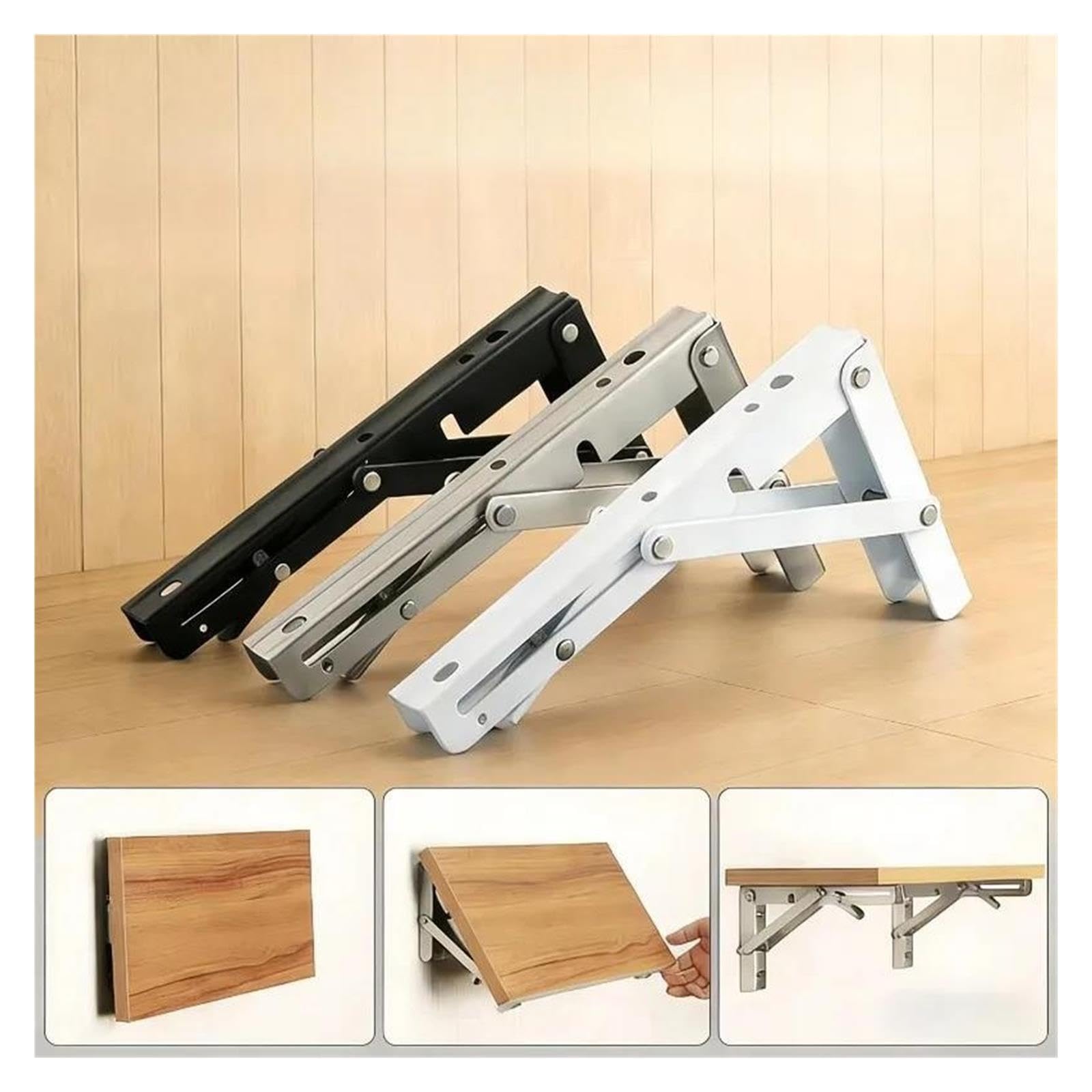 2PCS Soporte triangular plegable de acero inox grueso para estante de pared