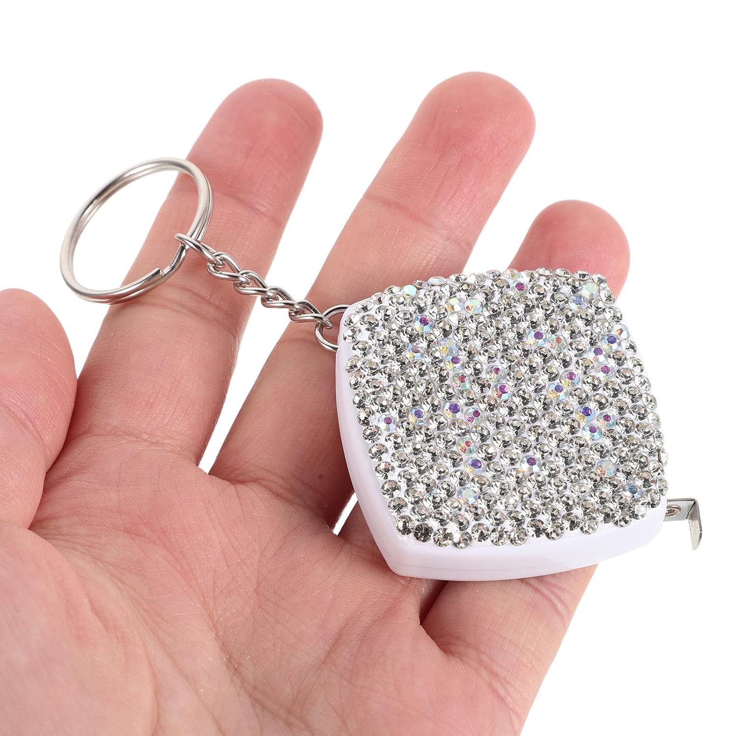 Bling Retractable Tape Measure - 60 Inch Rhinestone Cover Mini Sewing Measuring Tool - Soft Fabric Dressmaking Tape for Garment Wedding Dress