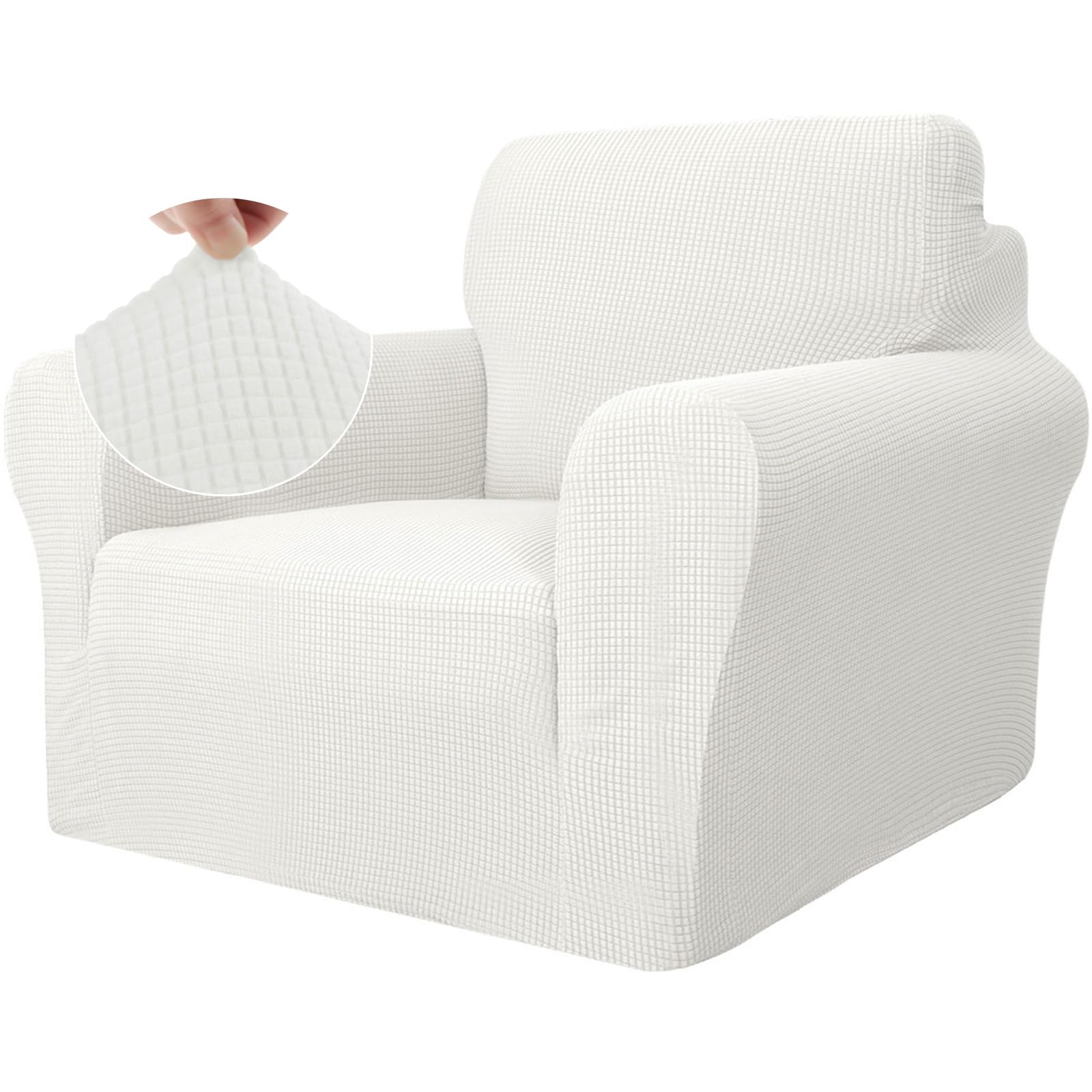 Ystyle Funda Sofa 1 Plaza, Ajustables Fundas Sofa Elasticas, Protector Sofa Gatos Arañazo y Perros Mascotas, Funda de Sofá con Reposabrazos Antideslizante Antimanchas Lavable, Blanco