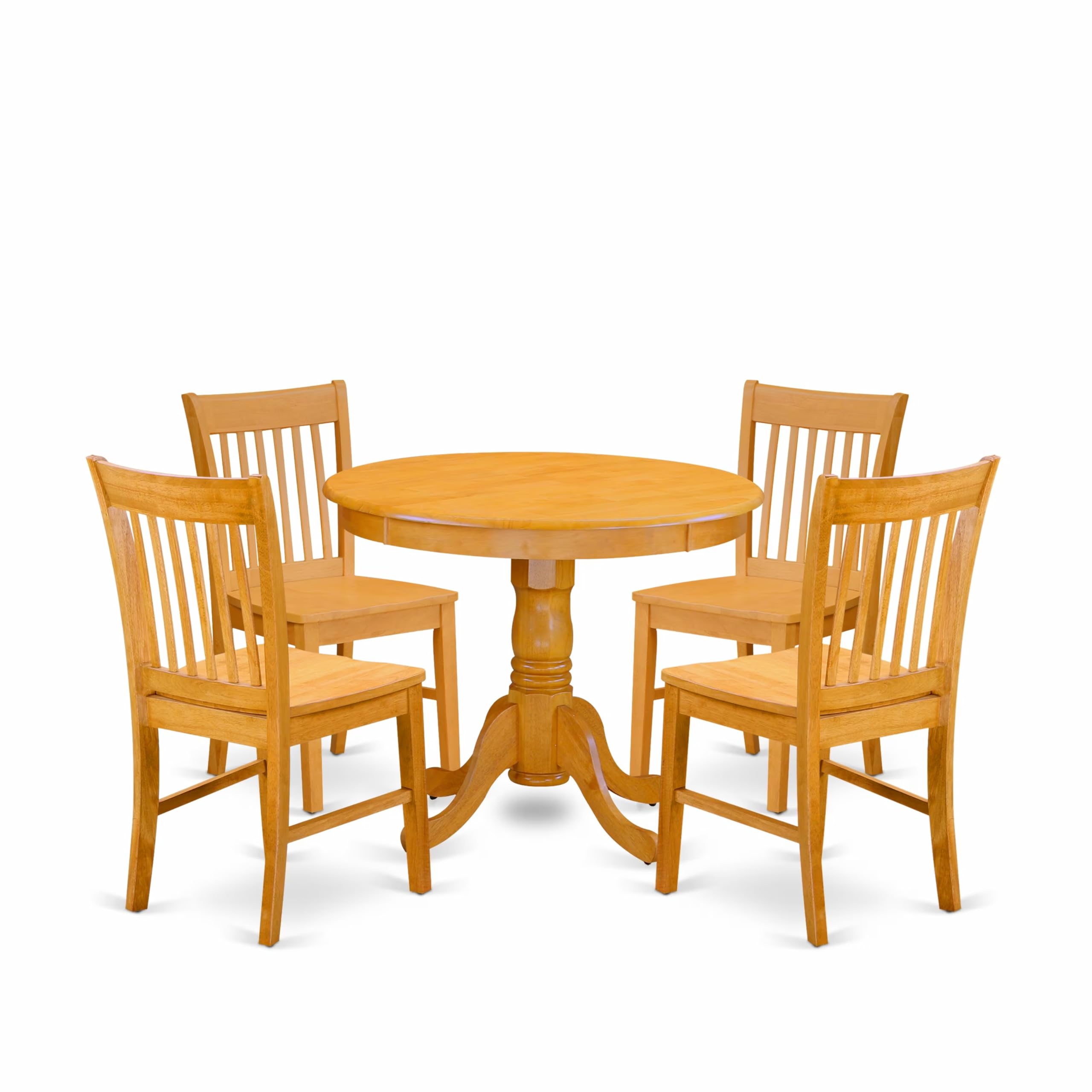 East West Furniture ANNO5-OAK-W 5 Piece Dining Room Furniture Set