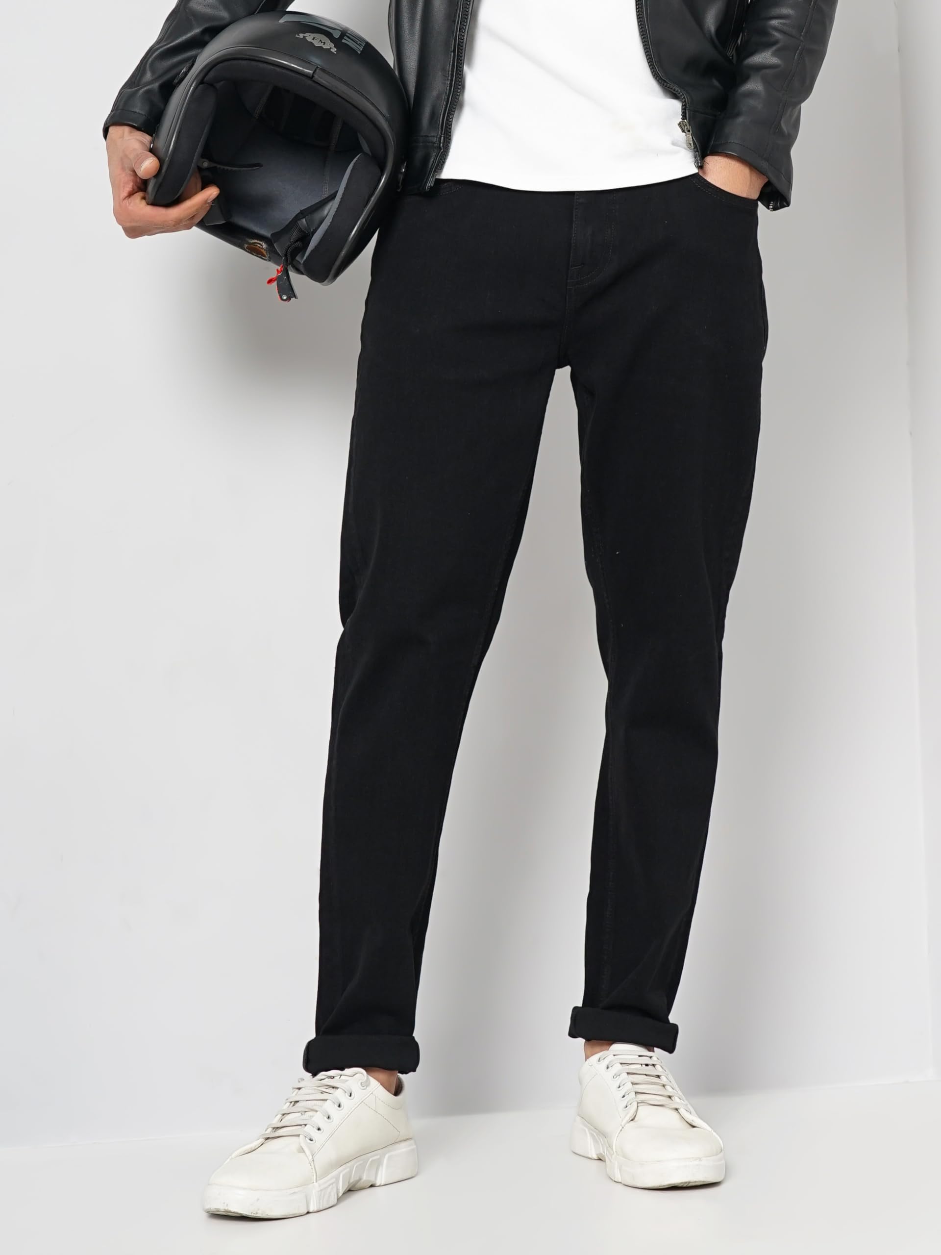 Celio Jeans da uomo in cotone slim fit tinta unita nera