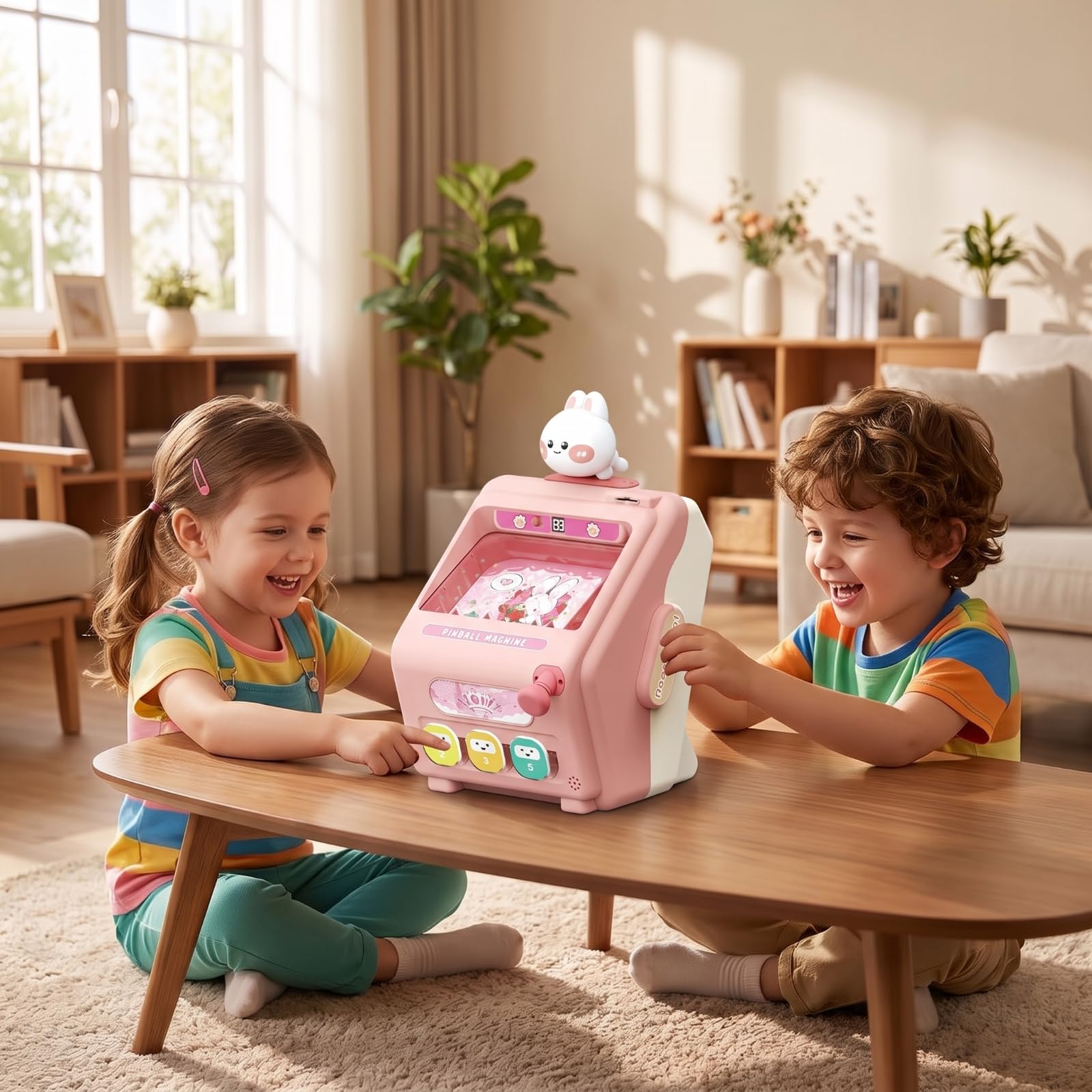 Jeu d'Adresse pour Enfants avec Machine à Billes Table à Commans Avant et Afficheur Numérique pour Divertissement Éducatif Adapté aux Activités Groupe en Intérieur, Machine À Billes Lapin