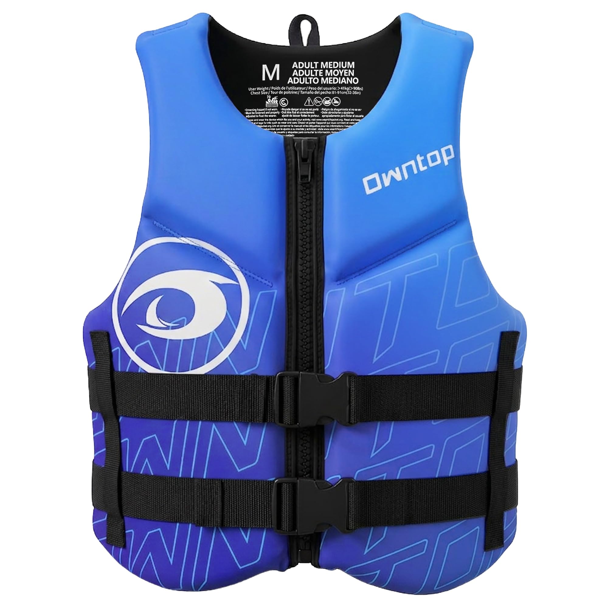 Owntop Adults Buoyancy Aid | Neoprene Swim Vest | Foldable Buoyancy Vest with Dual Buckle Elastic Waist | Lightweight Float Jacket for Boating, Kayaking, Swimming, Paddle & Fishing (Blue,M) — image 1