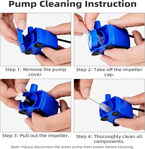 Miniatura 4 de Bomba de fuente de agua para gatos (sin LED y con cepillo), bomba de agua sumergible IP68 DR-DC 160 para acero inoxidable, fuente de agua de