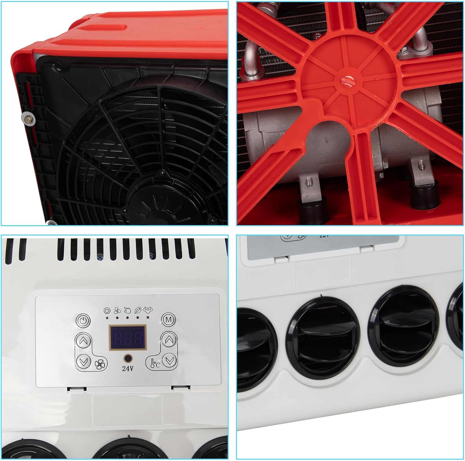 24V Split RV Air Conditioner, Mini AC Unit 8000 BTU Air Conditioner for Truck Camper Van Trailer RV 24Volt AC Automotive Air Conditioner Fast Cooling Low Noise, White
