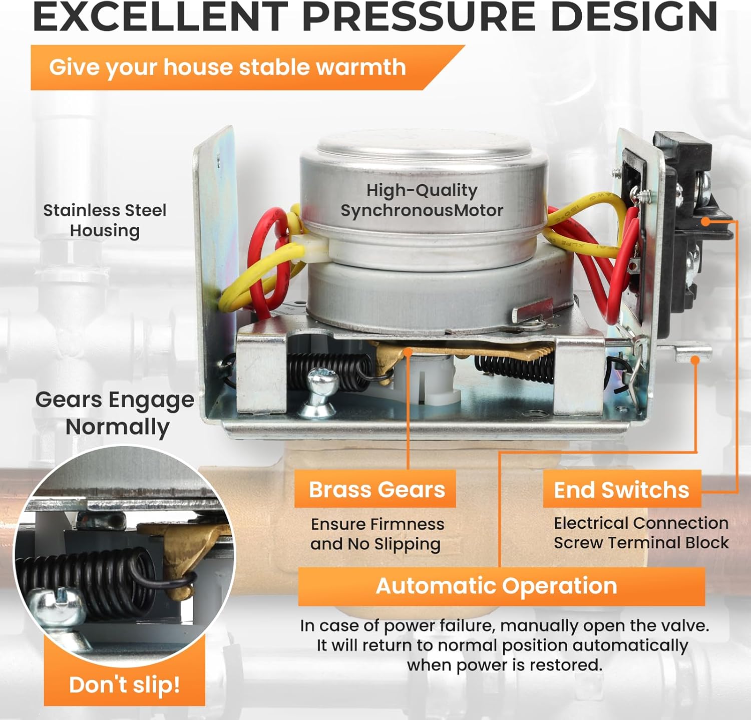 40003916-048 Powerhead Replacement,For V8043F Series Zone Valve, V8043F1036 V8043F1093 V8043F1028 V8043F1101 V8043F1051,24V AC 50/60Hz Actuator Head with End Switch & Screw Terminal, Normally Closed