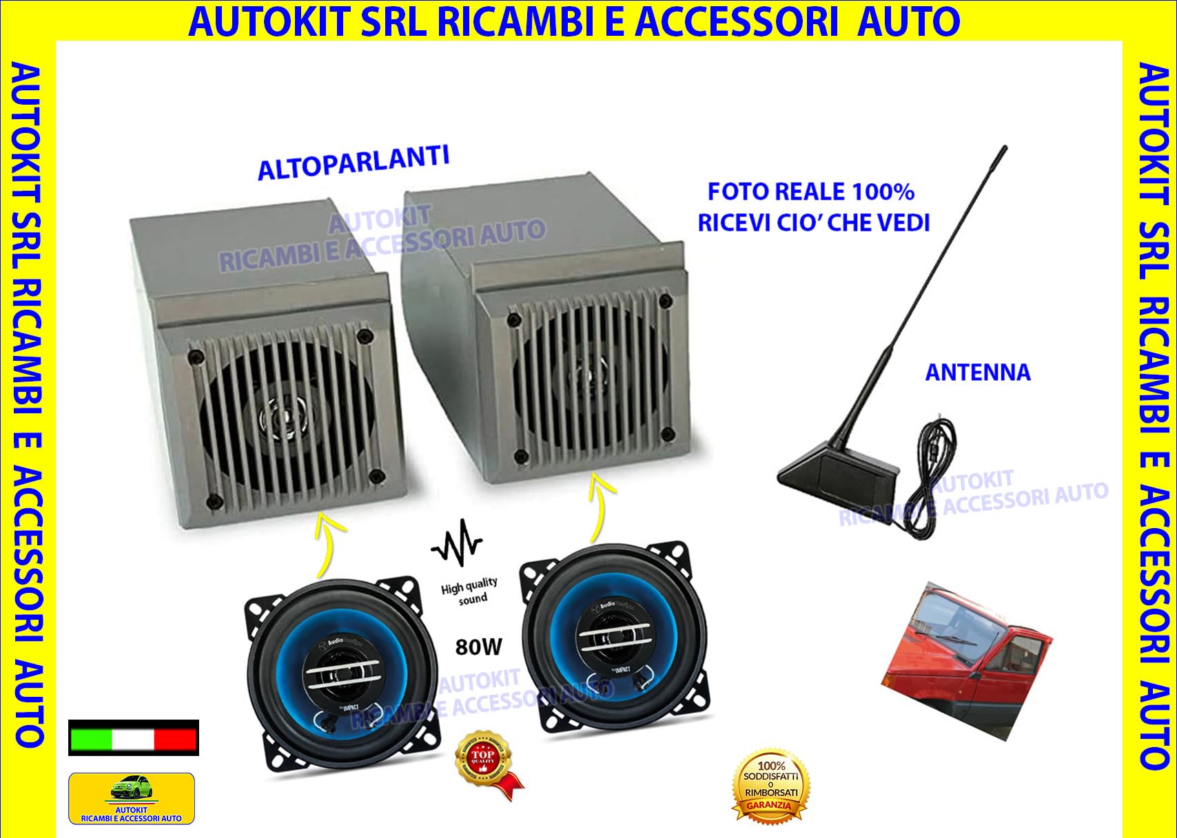 Kit Altoparlanti Auto 100W Per Fiat Panda 169 (2003-2011) – Casse Anteriori E Posteriori Completo