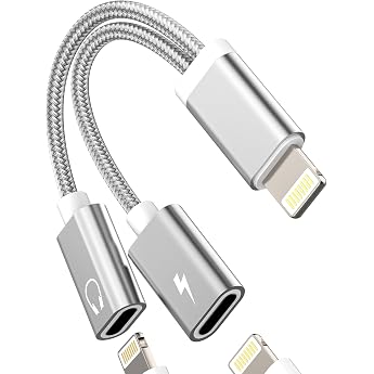 Lightning Adapter Dual 2-in-1 Headphone Jack Charger for iPhone 14 13 12 Pro for Apple iPad Air Splitter Audio Headphone Cable to Female Accessories AUX Charging Music Car