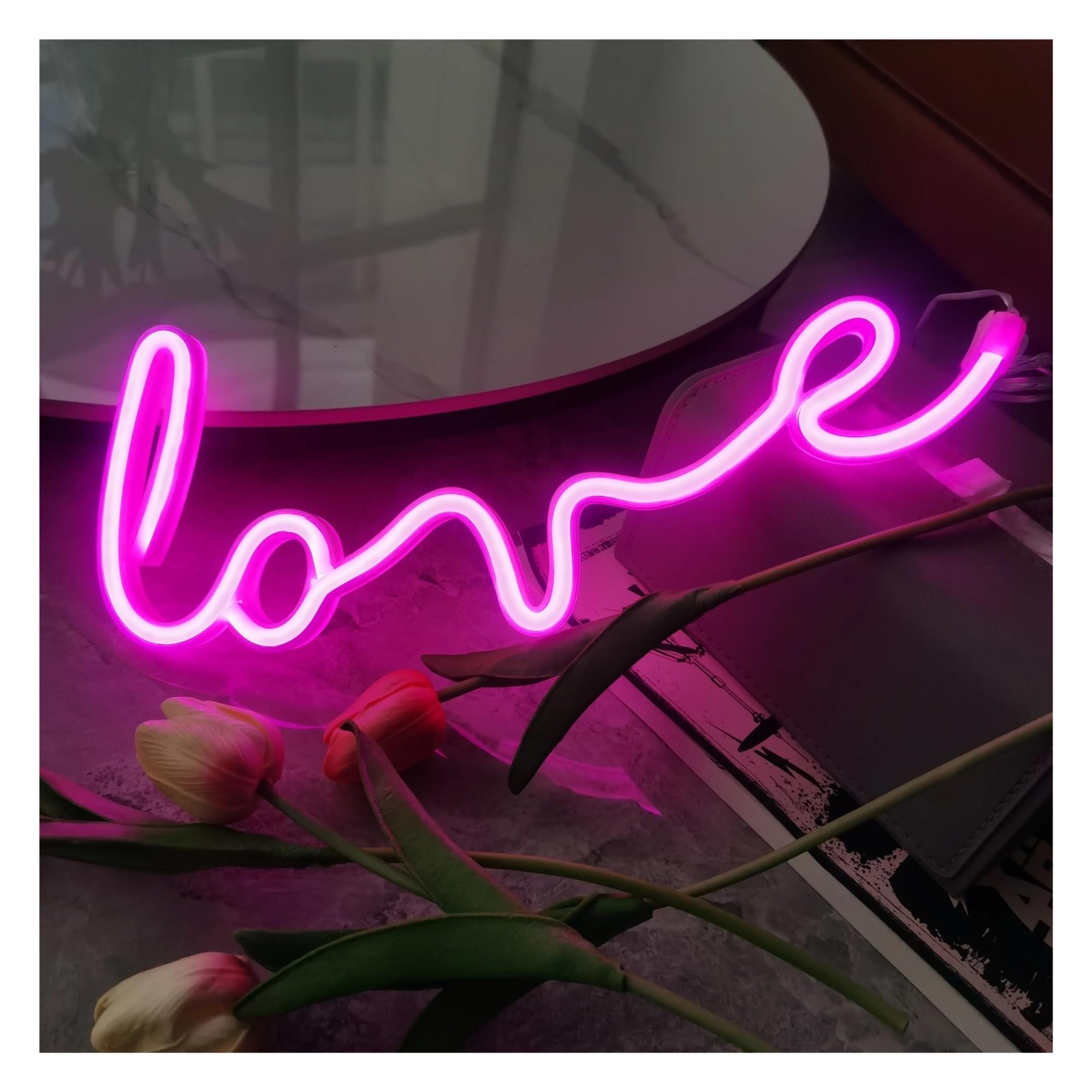 XENITE Luces Art Decoration Christmas Letrero De Neón Love Con Luz LED Y Alimentación USB Para Dormitorio, Boda, San Valentín, Fiesta, Cumpleaños, Decoración Navideña, 35cmx13cm