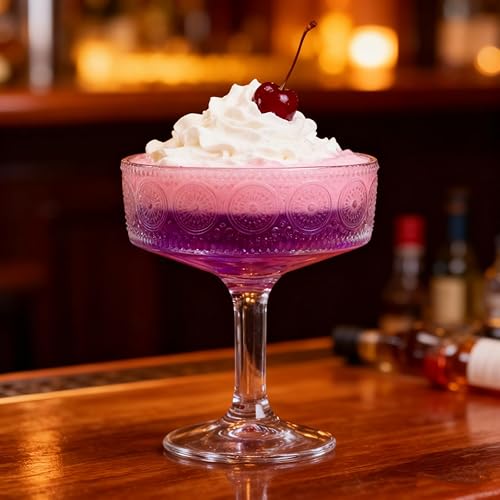 Miniatura 7 de Juego de 6 vasos cupé vintage, 7 onzas de vidrio de Martini en relieve, copas de cóctel florales acanaladas, taza de Margarita transparente única,