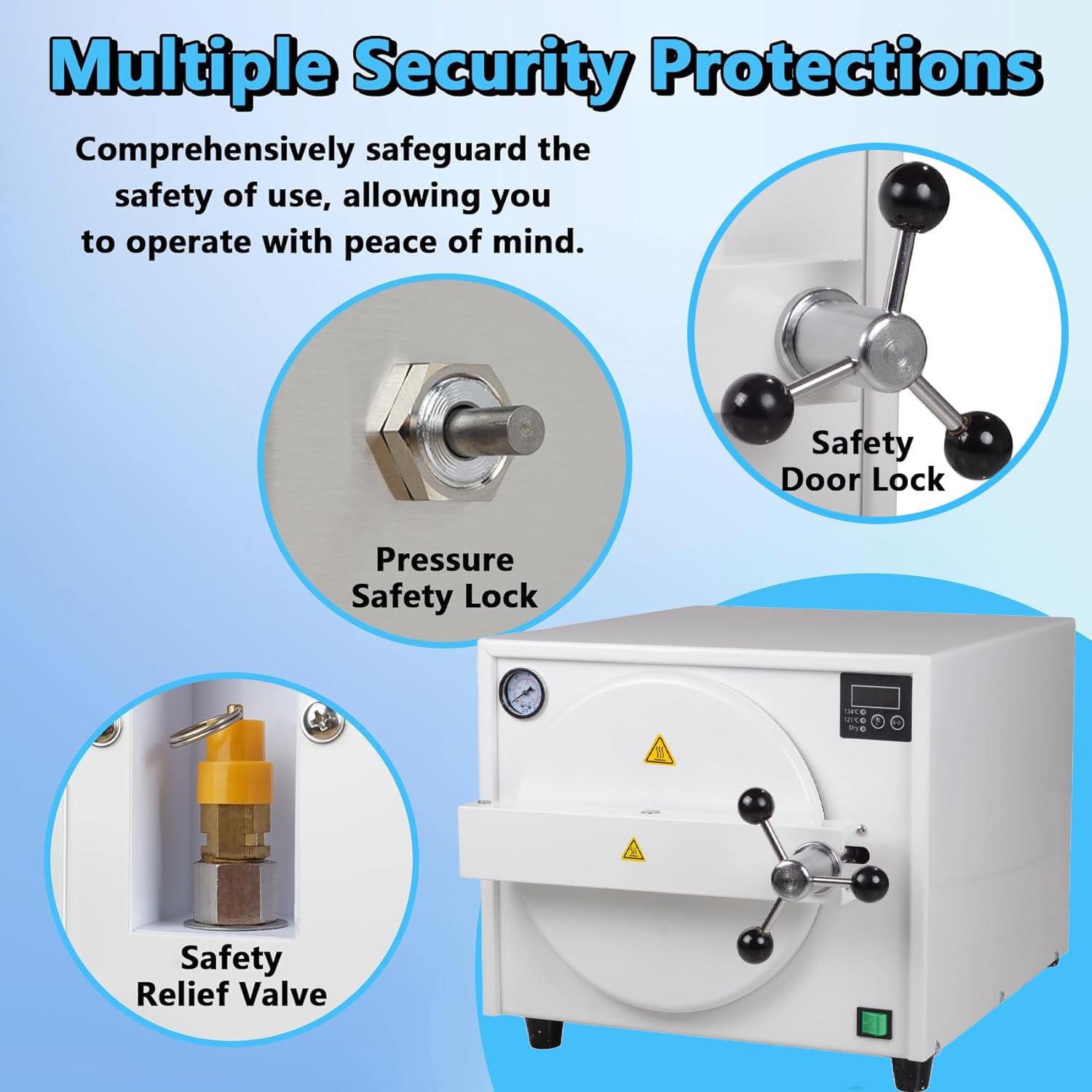 18L Drying Function Autoclave Sterilizer,1700W Tabletop Class N High Pressure Steam Sterilizer Autoclave Machine with Digital Control for Tattoo,Beauty Salon & Lab