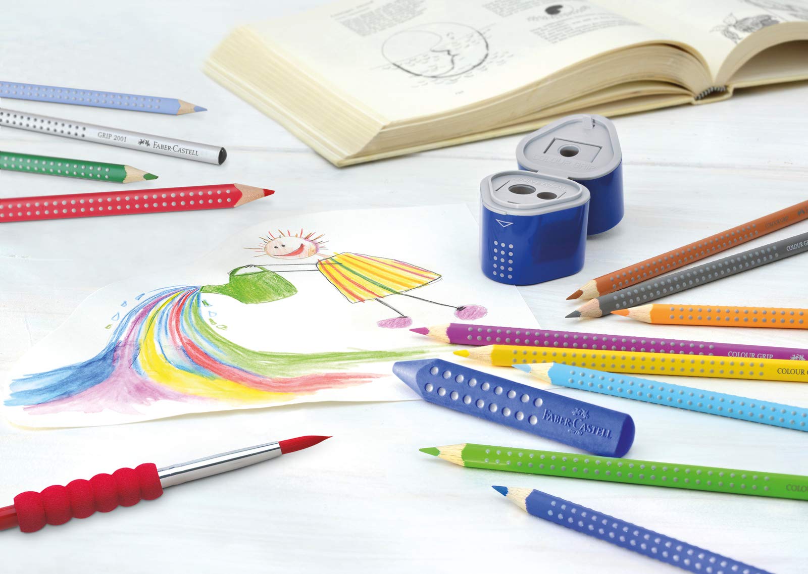 FABER-CASTELL Set di matite colorate triangolari 24 pezzi resistenti alla rottura incl. 4 neon e 2