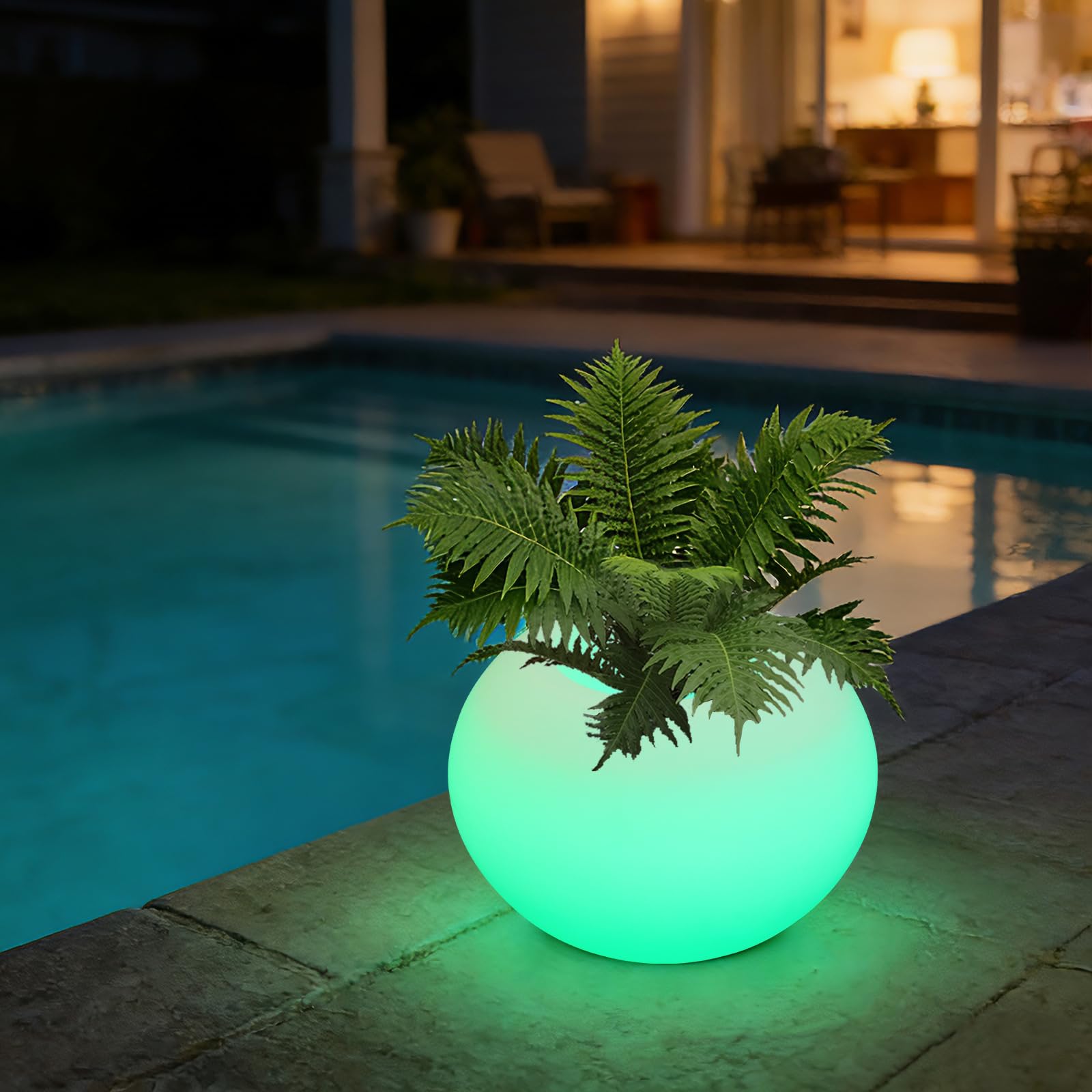 Vaso da fiori a LED, 35 x 24 cm, moderno, rotondo, illuminato, con telecomando, per balconi, bar, matrimoni, camere da letto