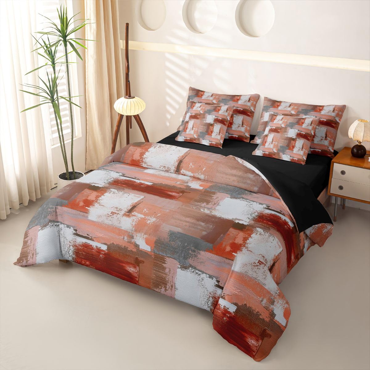 Loussiesd Set di biancheria da letto con copripiumino singolo con lenzuola per bambini, ragazzi e ragazze, motivo geometrico ombré, 7 pezzi, moderno, sfumato, decorazione per la stanza, in morbida