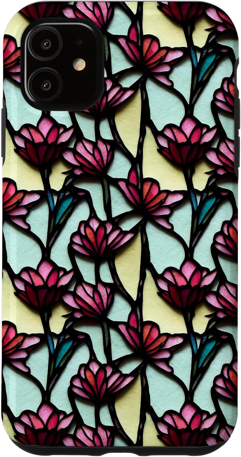 Stained Glass Floral Print Case for iPhone 13