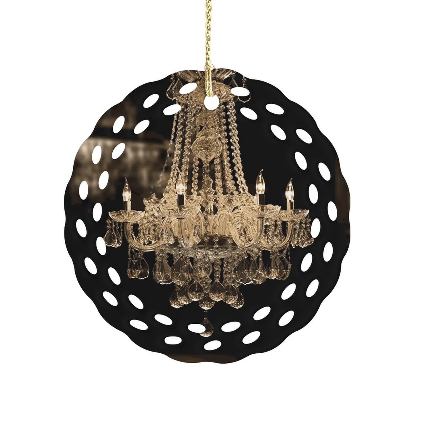 Fekiloot Women's Style Gorgeous Crystal Chandelier Ceramic Ornaments 3 Inch Round,Holiday Keepsake For ,Girls,Pet Owners,Hanging Ornament Gifts Idea For Home