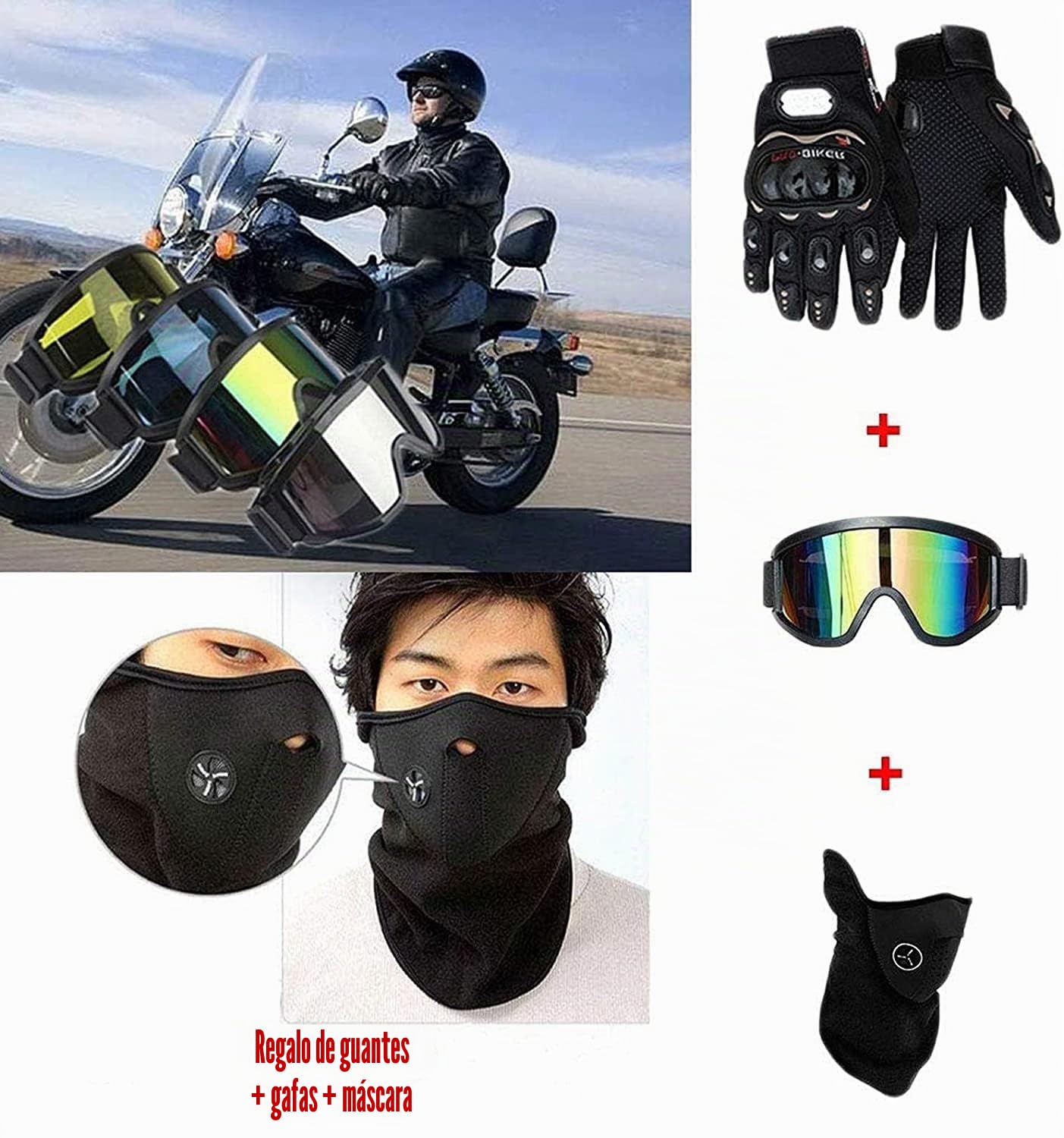 Casco Motocross,Casco Descenso Hombre, Blanco/Tiburón - Adulto Casco Motocross Enduro MTB con Gafas/Máscara/Guantes, Casco Trail, ATV Scooter,L