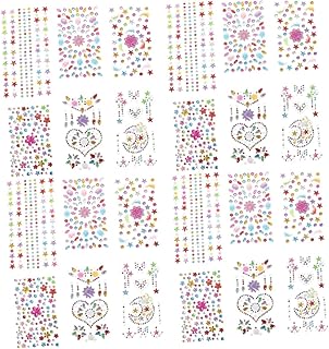 minkissy 24 Folhas De Adesivos Acrílicos Adesivos Brilhantes Joias Corporais Joias Infantis Para Meninas Adesivos Artesanais Joias Faciais De Sereia Joias Faciais Stick On Rave Joias