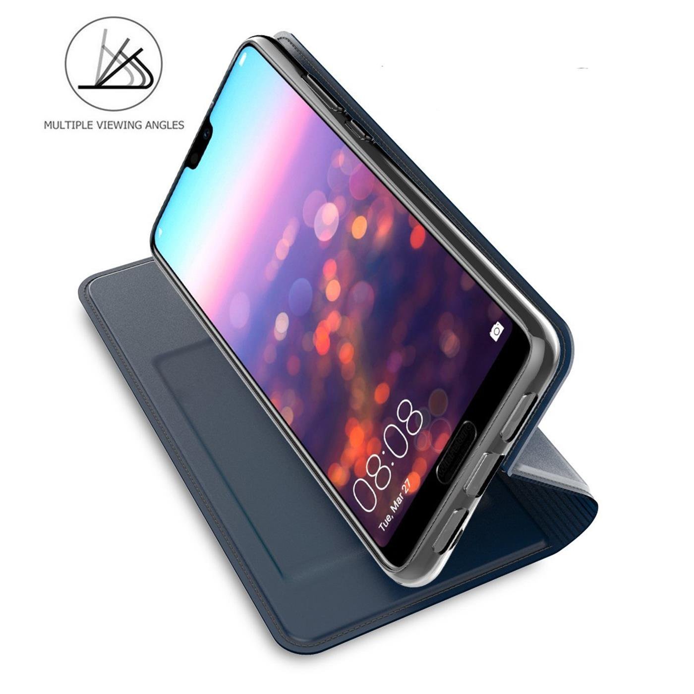 Verco Case compatible with Huawei P20 Pro, Flip Wallet Cover with Magnetic Closure for Huawei P20 Pro Phone Case - blue - Image 4