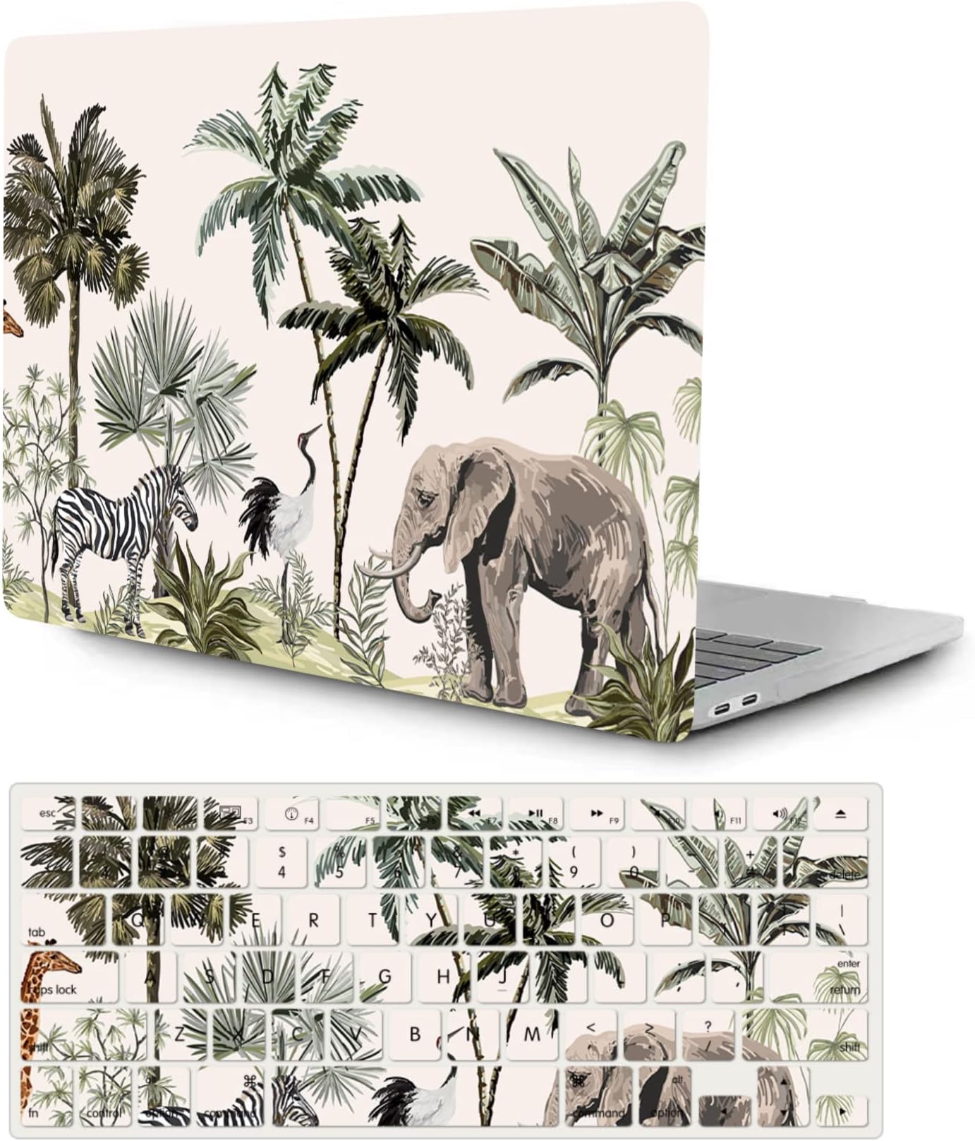 Hard Case Compatible with MacBook Air 11 Inch Model A1370 A1465 2015 2014 2013 2012 2011 2010 Release, Light Plastic Pattern Hardshell Cover and Keyboard Skin for 11.6" MacBook, Tree & Elephant