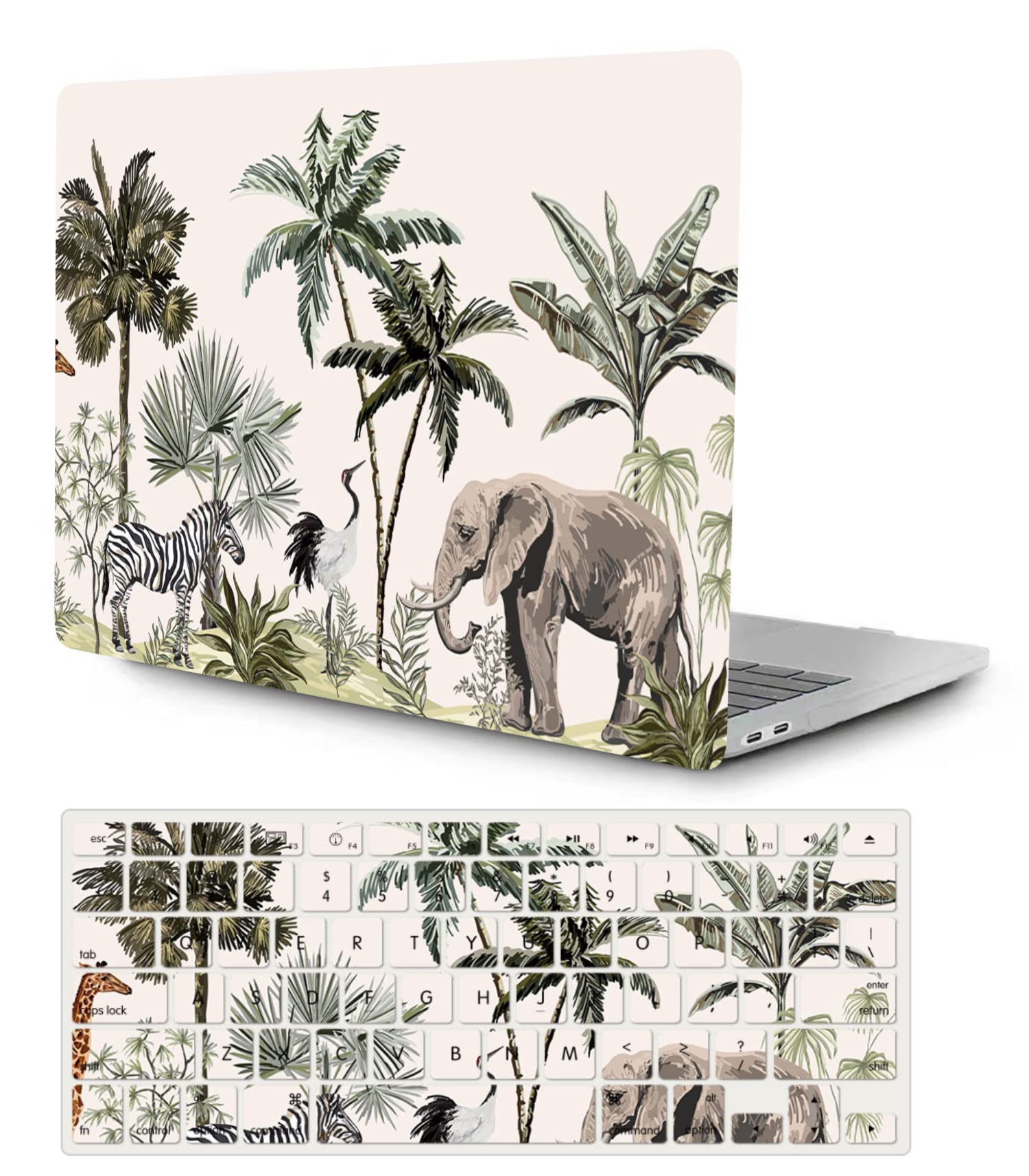 Hard Case Compatible with MacBook Air 11 Inch Model A1370 A1465 2015 2014 2013 2012 2011 2010 Release, Light Plastic Pattern Hardshell Cover and Keyboard Skin for 11.6" MacBook, Tree & Elephant
