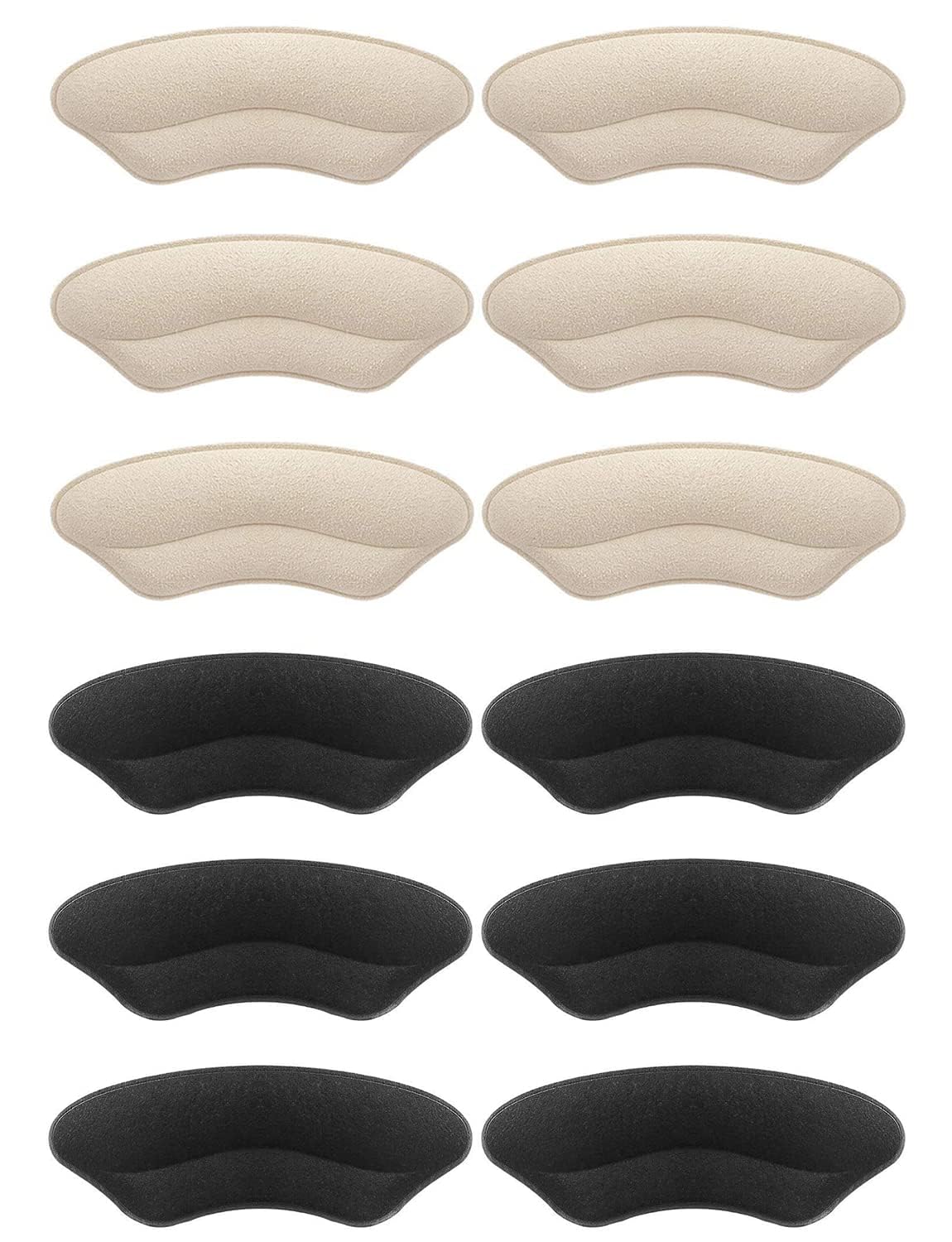 Makryn Premium Heel Pads Inserts Grips, Back of Heel Protectors Cushions Liner Prevent Too Big Shoe from Shoe Slipping,Blisters,Filler for Loose Shoe Fit for Men Women (Beige Black)