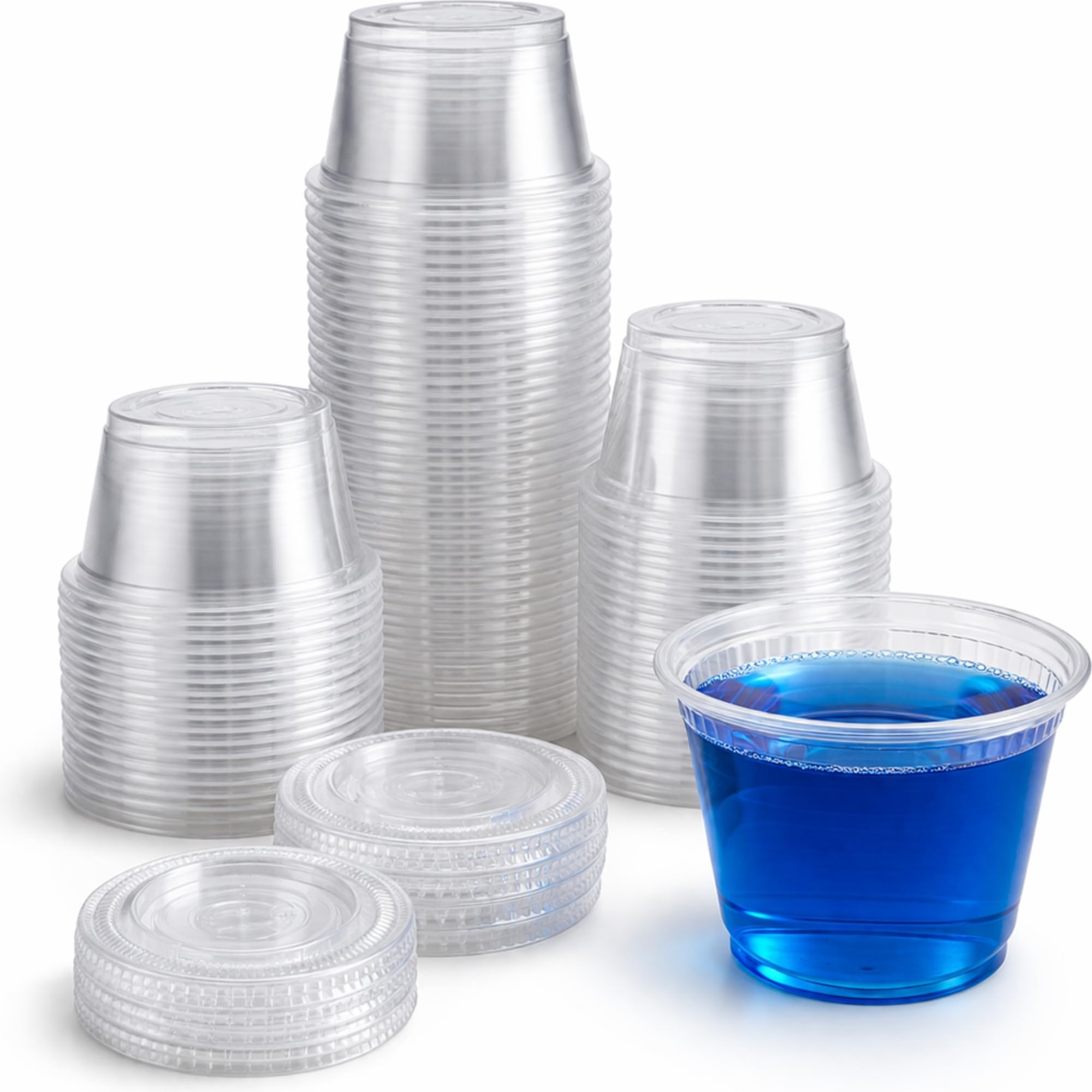 1 oz Clear Plastic Souffle Cup, BPA Free Portion Cups With Lids, 100 Sets