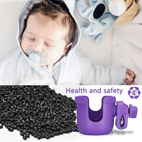 Miniatura 6 de Suranew Soporte de taza ajustable para cochecito con soporte para teléfono para cochecito de bebé para miembros de la familia, morado