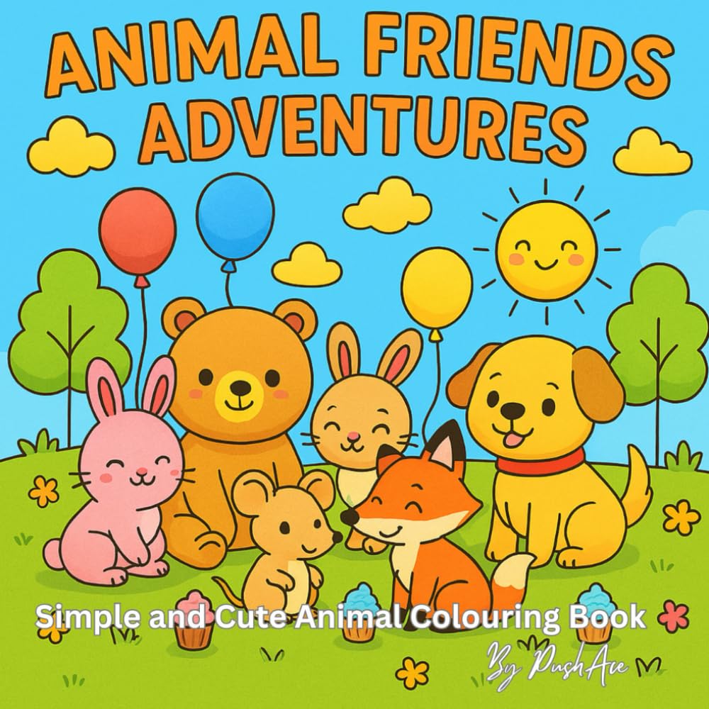 Animal Friends Adventures: Simple and Cute Animal Colouring Book