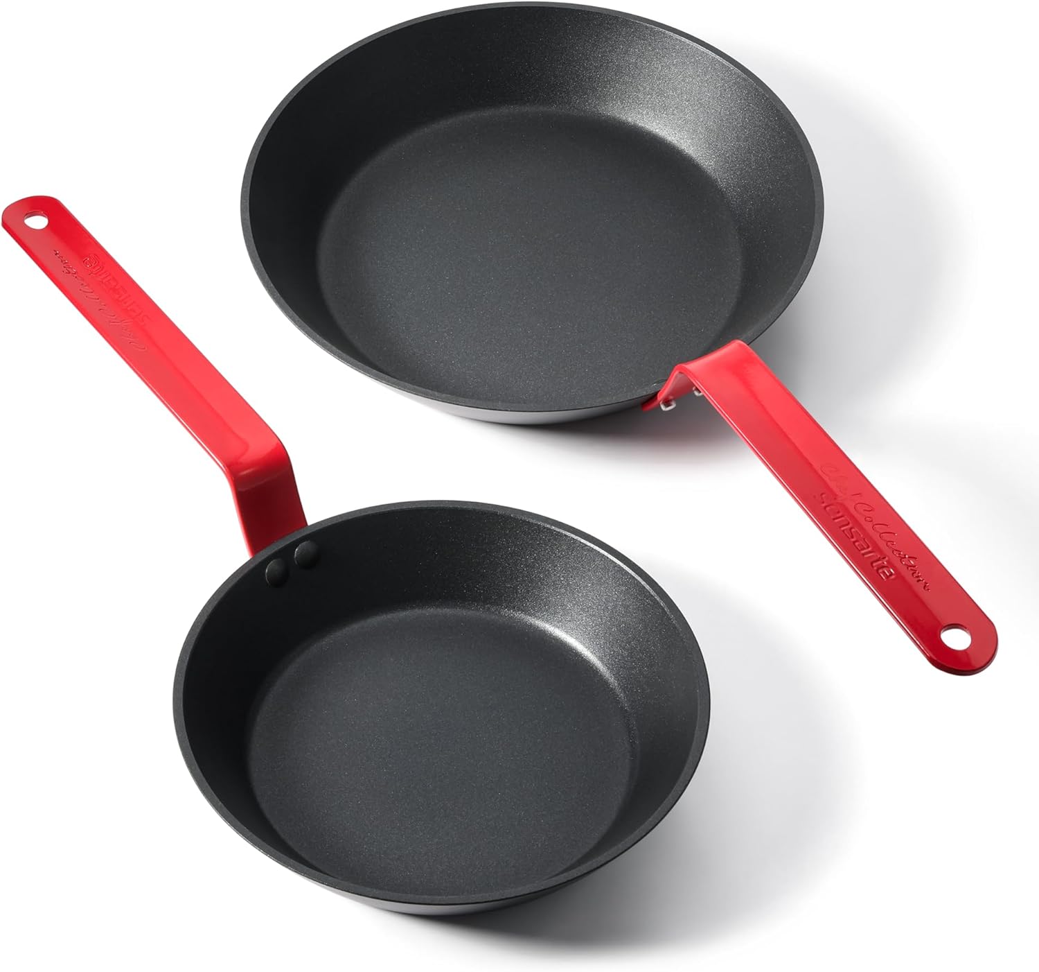 SENSARTE Nonstick Frying Pan Set 2-Piece, Oven Safe Skillets with Swiss Coating, Induction Compatible Chef Pan Set, Dishwasher Safe Cooking Pans, Anodized Frying Pans, PFOA Free, 10 and 12 Inch Red 10+12 Inch