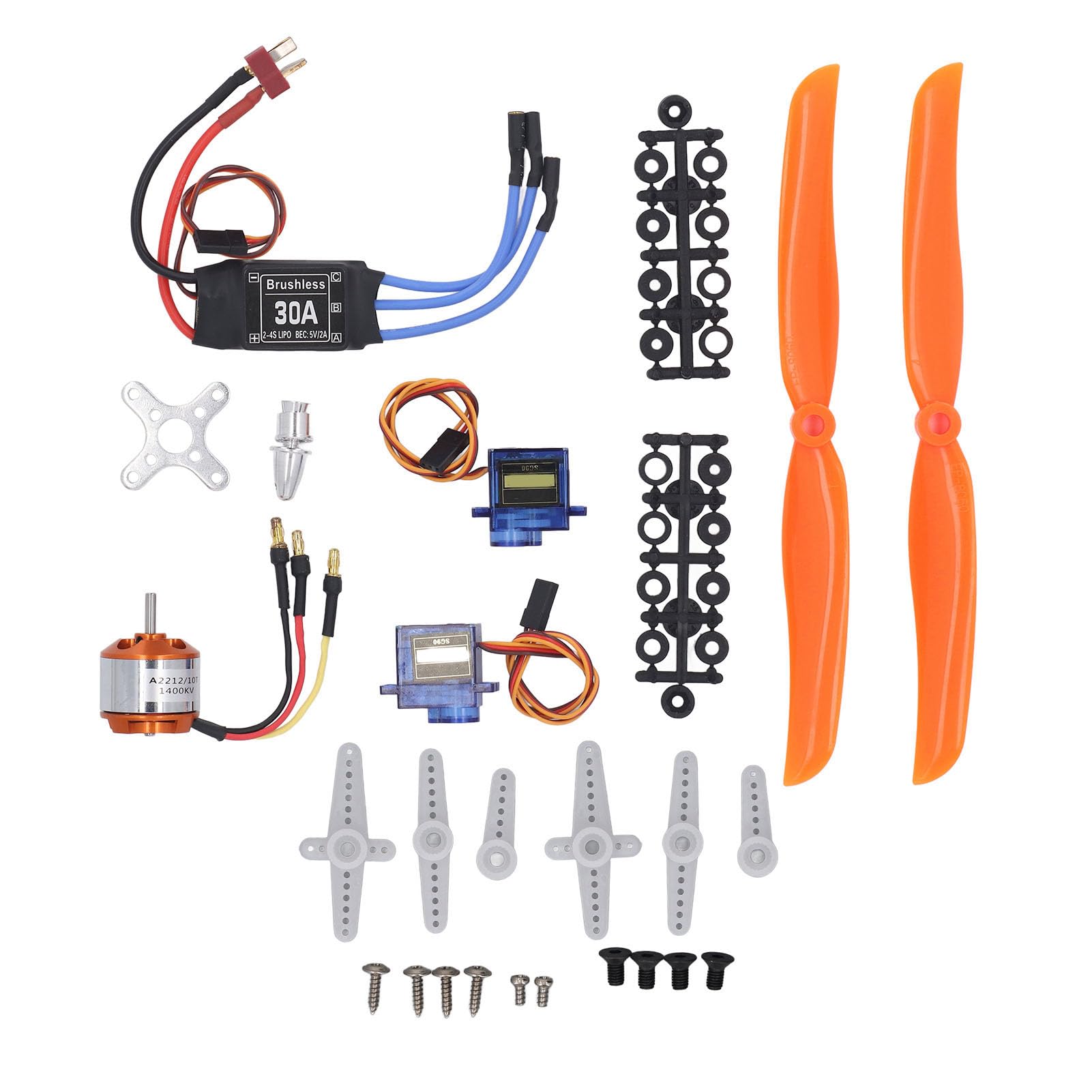 Fafeicy Kit de Accesorios para Aviones RC, Motor sin Escobillas de 1400 KV con Servos 30 A ESC y SG90, Unidad de Potencia Completa para Aviones RC, Helicópteros, Modelos de Ala Fija