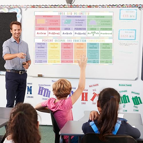 Miniatura 5 de 5 pósteres de matemáticas para escuela secundaria de 13 x 40 pulgadas, decoración de tablón de anuncios para el aula, fracciones, matemáticas,