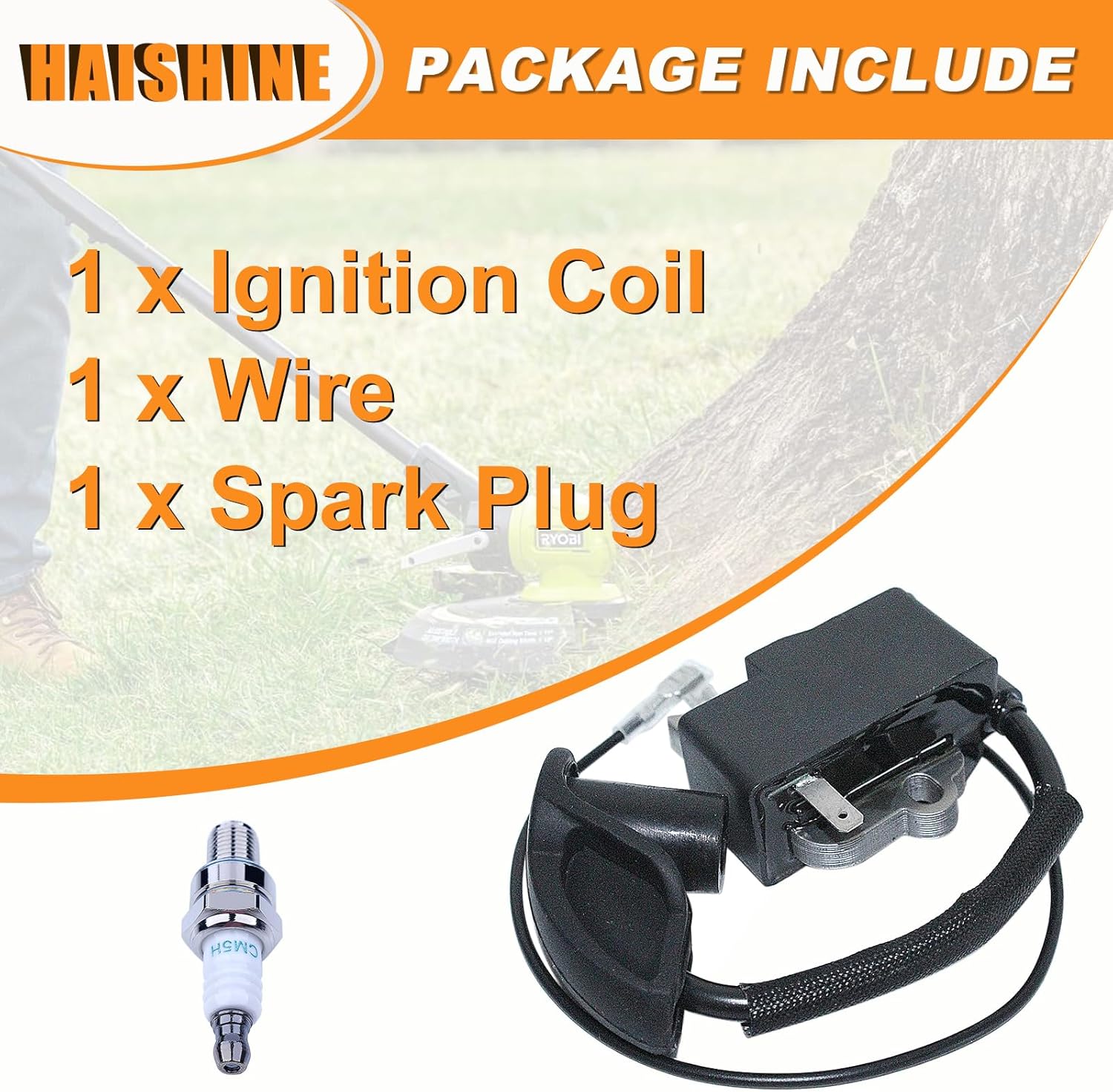 HAISHINE FS90R Ignition Coil for STIHLFS90 FC90 FC95 FC100 FS130R HT101 KM90R FS110 FS110R KM110R String Trimmer Replaces 4180 400 1308 4249-400-1300